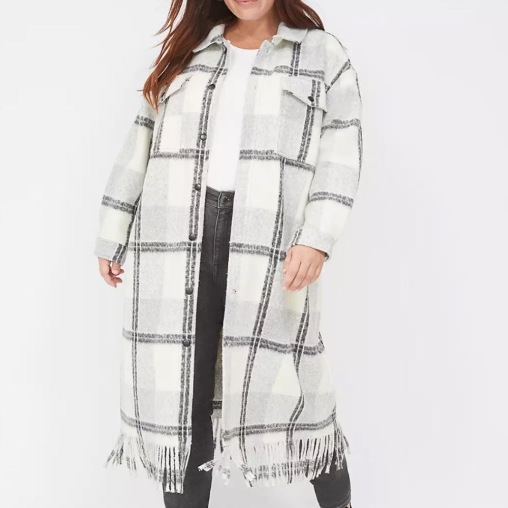 Lane Bryant Long Coat with Fringe